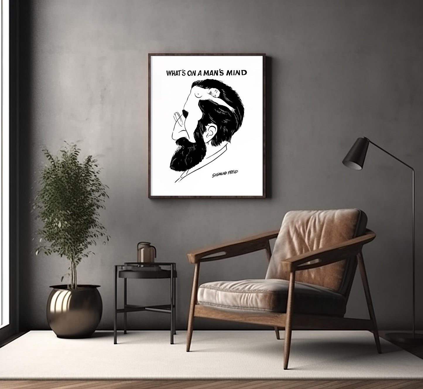 Sigmund Freud Caricature Poster: What's On A Man's Mind Art Print