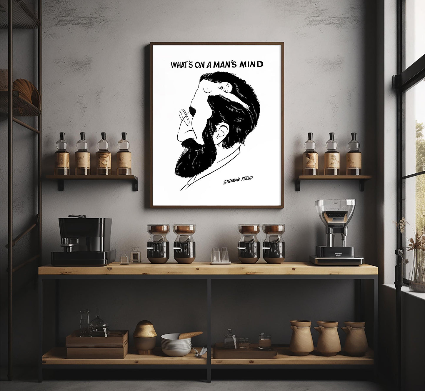 Sigmund Freud Caricature Poster: What's On A Man's Mind Art Print