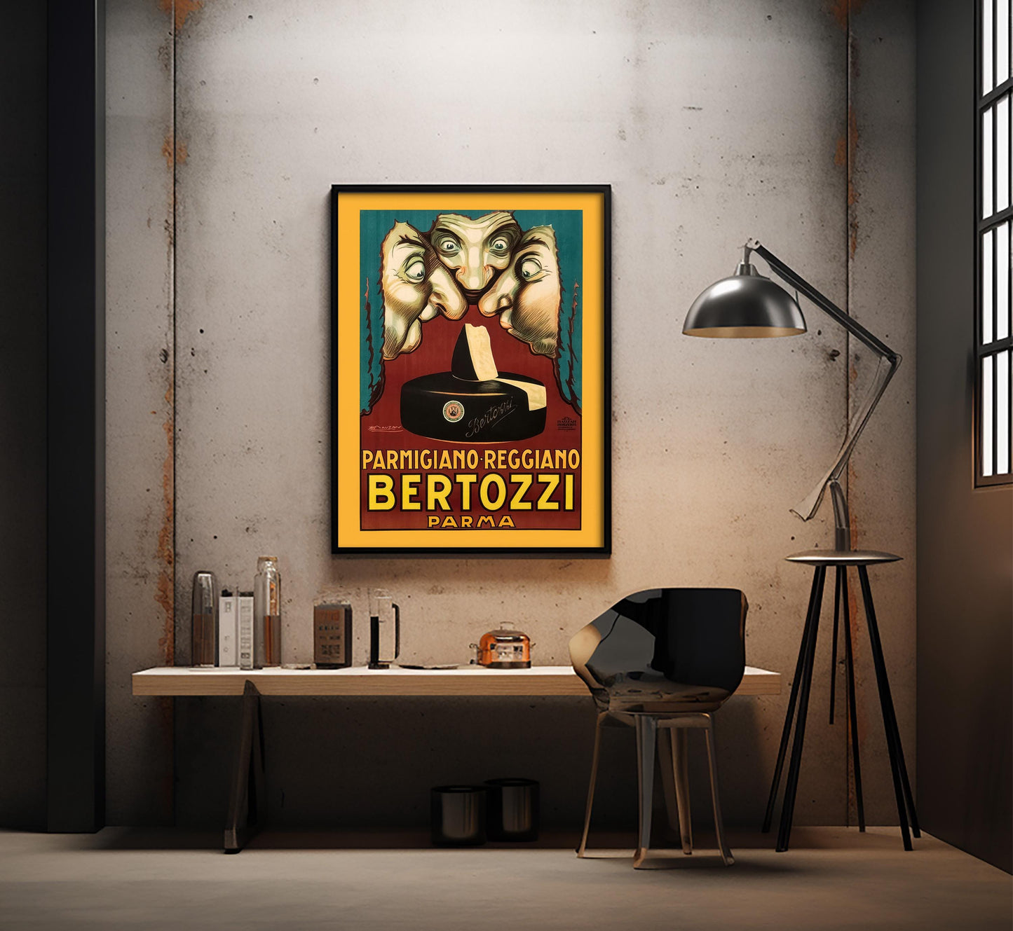 Vintage Parmigiano Poster by Achille Mauzan: 1920s Italian Cheese Ad