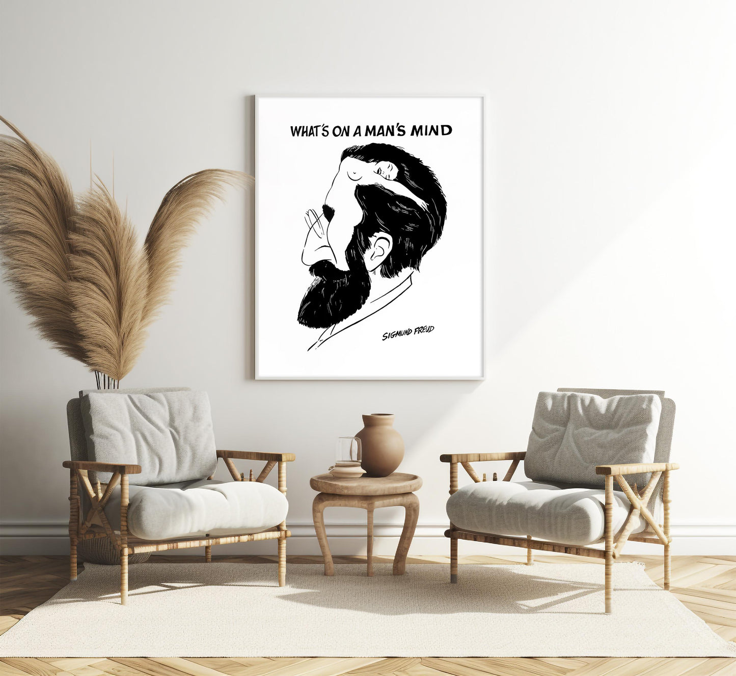 Sigmund Freud Caricature Poster: What's On A Man's Mind Art Print
