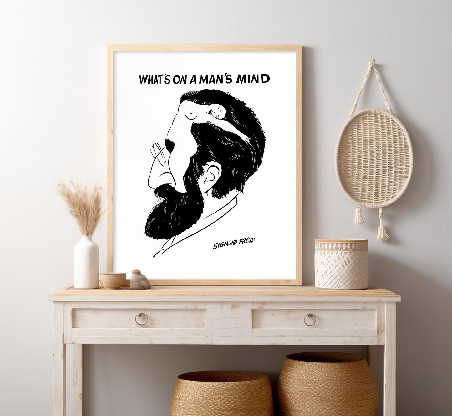 Sigmund Freud Caricature Poster: What's On A Man's Mind Art Print