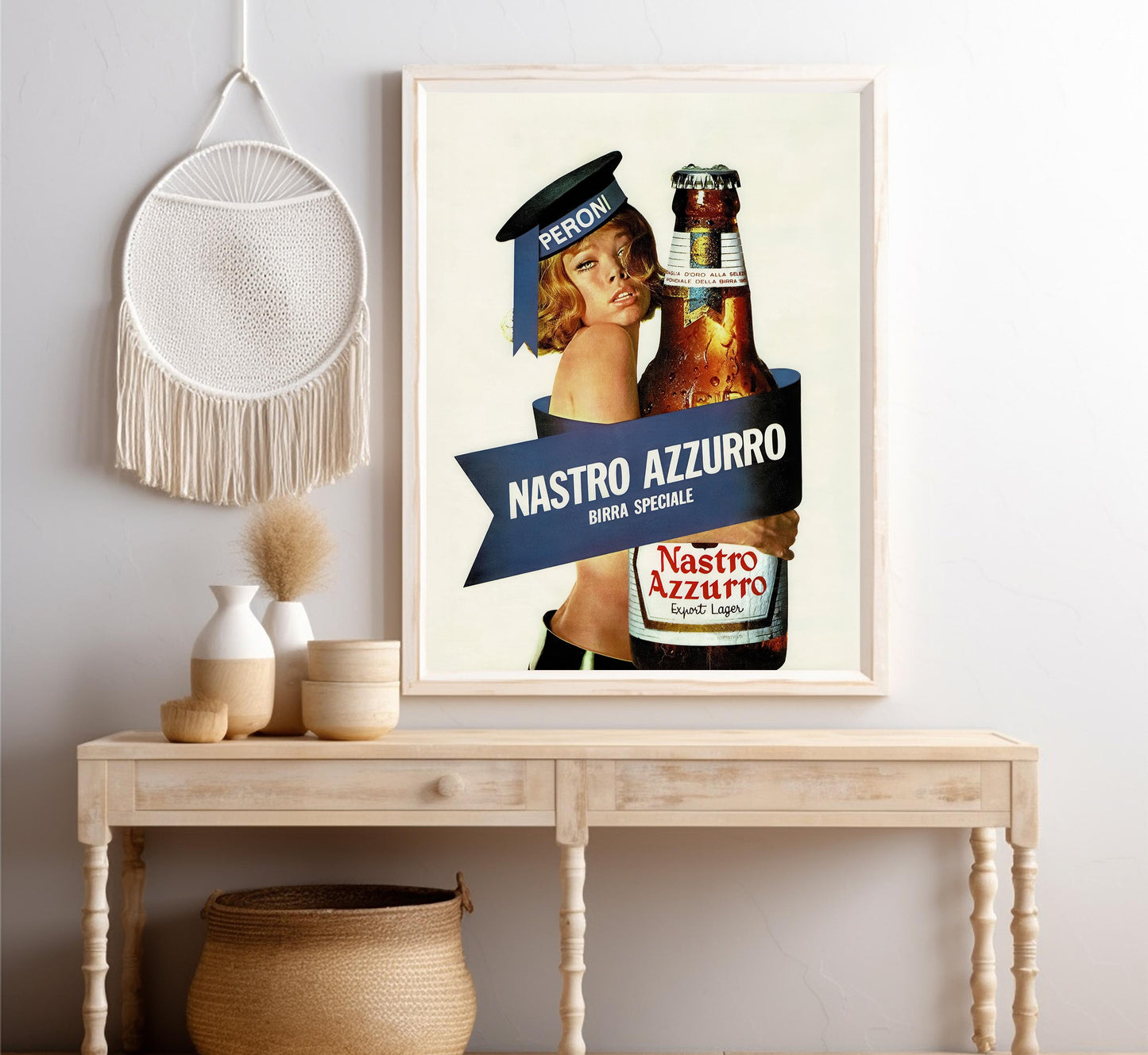 Vintage Nastro Azzurro Poster: 1960s Peroni Italian Beer Ad Wall Art