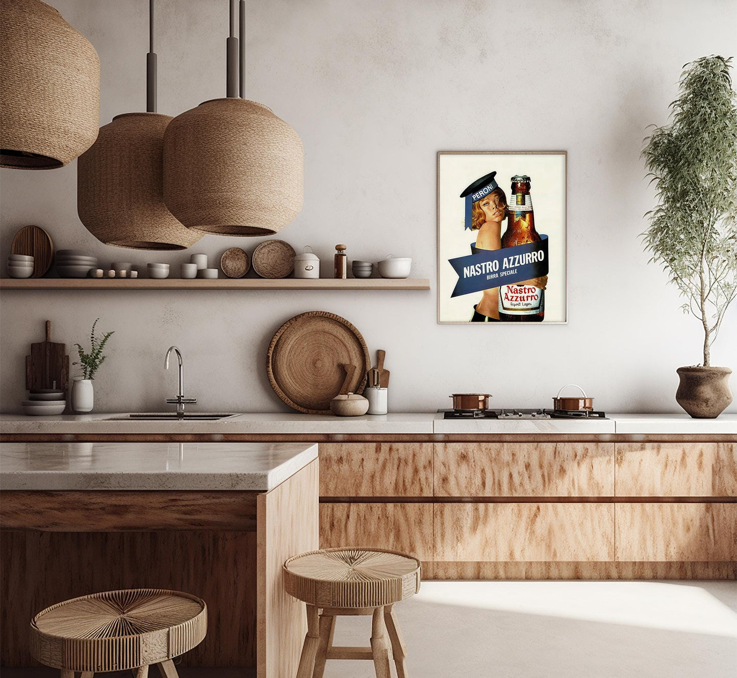 Vintage Nastro Azzurro Poster: 1960s Peroni Italian Beer Ad Wall Art