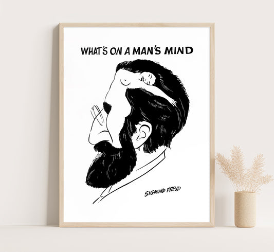 Sigmund Freud Caricature Poster: What's On A Man's Mind Art Print