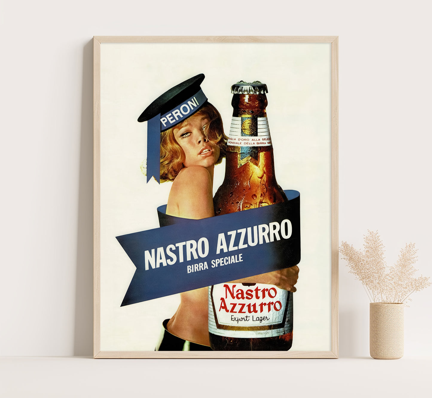 Vintage Nastro Azzurro Poster: 1960s Peroni Italian Beer Ad Wall Art