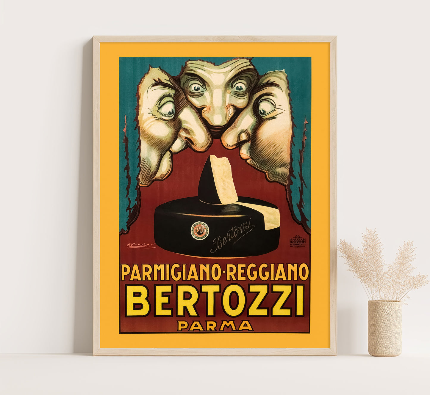 Vintage Parmigiano Poster by Achille Mauzan: 1920s Italian Cheese Ad