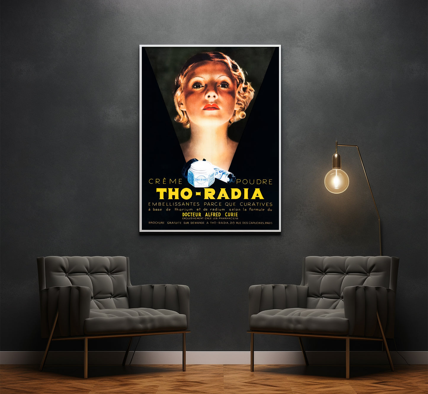 Tho-Radia Poster, 1930s French Art Deco, Vintage Beauty Ad