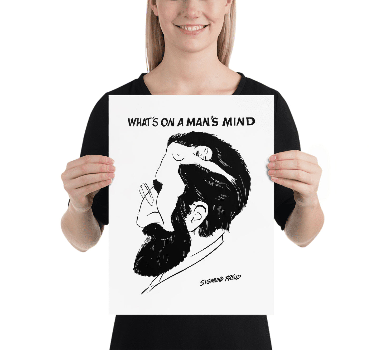 Sigmund Freud Caricature Poster: What's On A Man's Mind Art Print