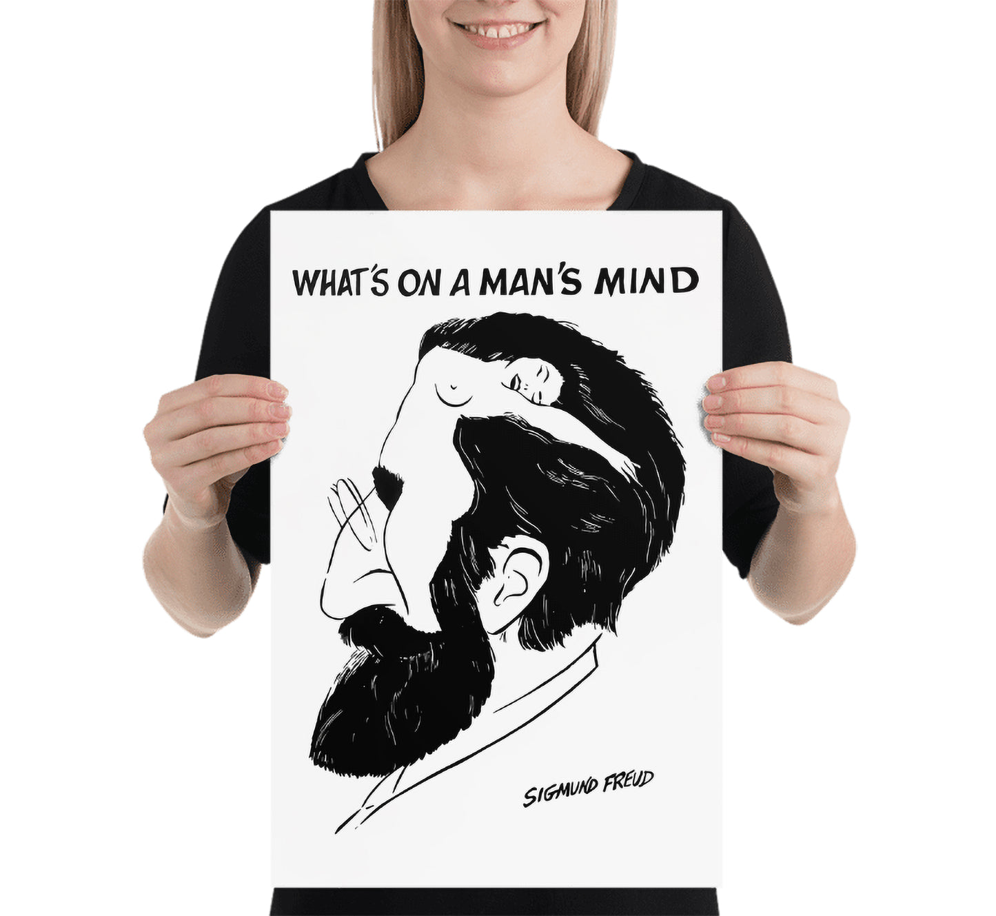 Sigmund Freud Caricature Poster: What's On A Man's Mind Art Print