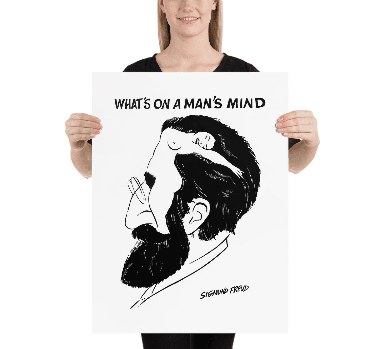 Sigmund Freud Caricature Poster: What's On A Man's Mind Art Print