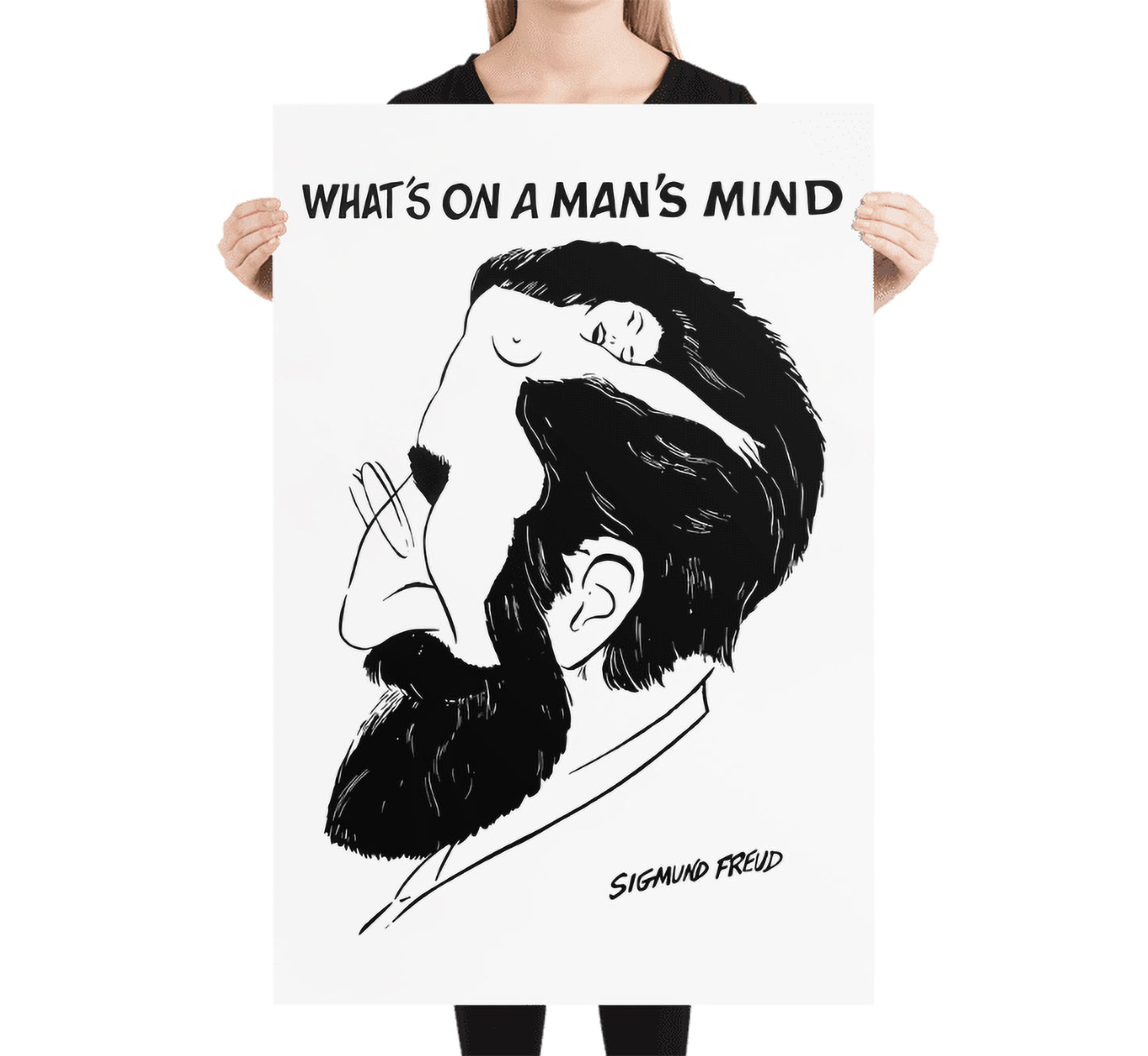 Sigmund Freud Caricature Poster: What's On A Man's Mind Art Print