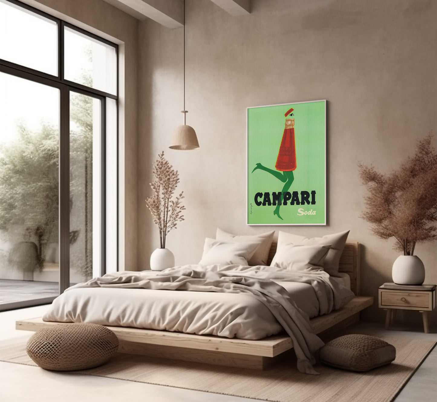 Campari Soda Kicking Bottle Poster: Mid-Century Italian Advertising Print