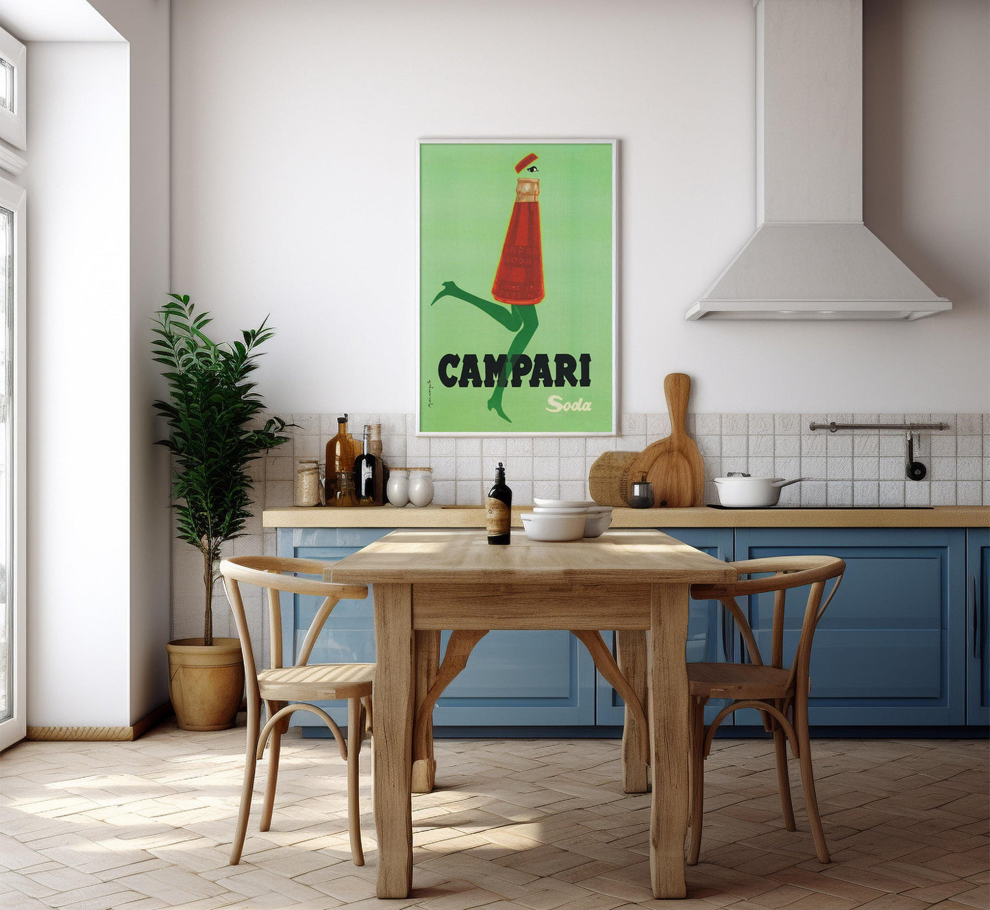 Campari Soda Kicking Bottle Poster: Mid-Century Italian Advertising Print