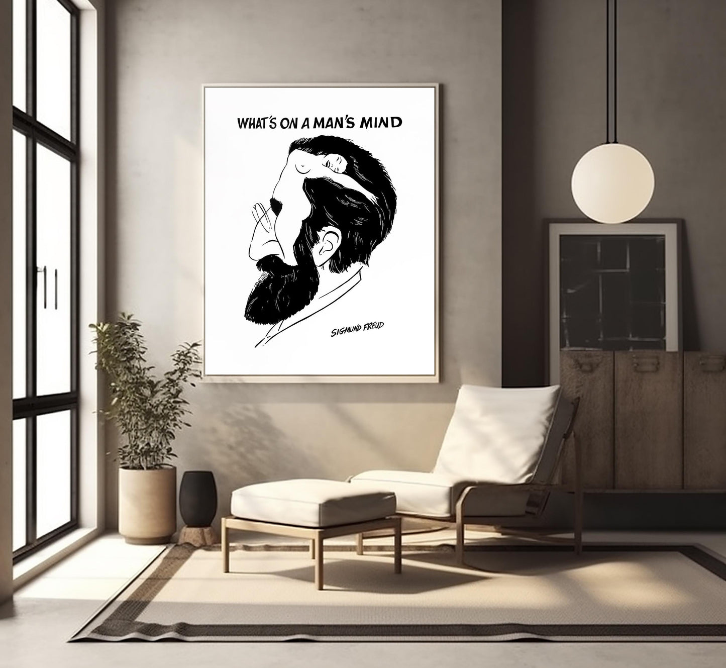 Sigmund Freud Caricature Poster: What's On A Man's Mind Art Print