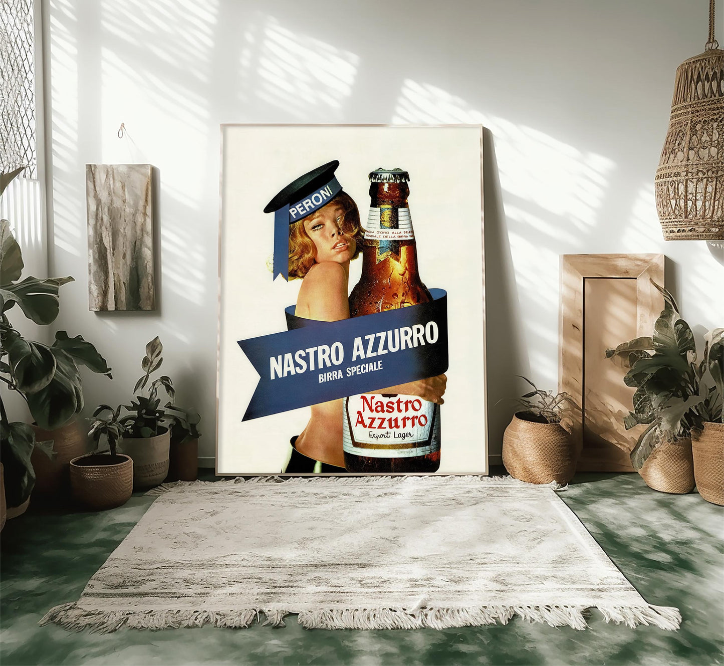 Vintage Nastro Azzurro Poster: 1960s Peroni Italian Beer Ad Wall Art