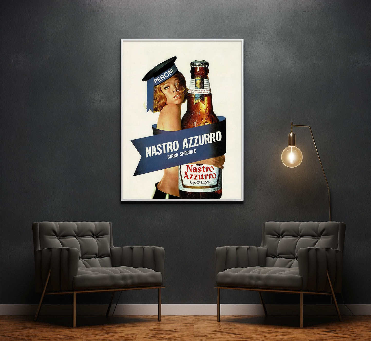Vintage Nastro Azzurro Poster: 1960s Peroni Italian Beer Ad Wall Art