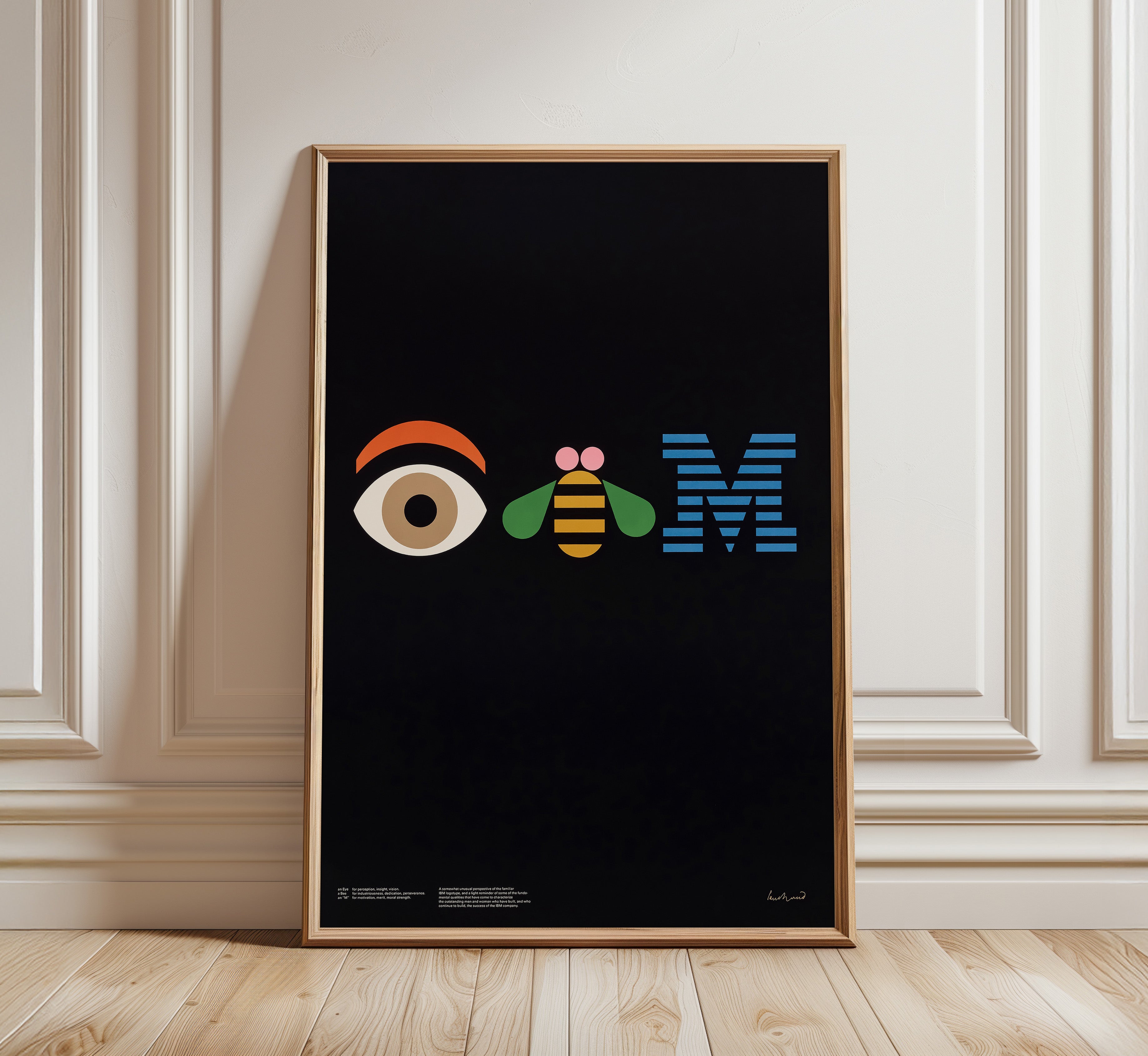 Eye Bee M poster by Paul Rand, 1981, displayed as framed modern graphic design wall art.