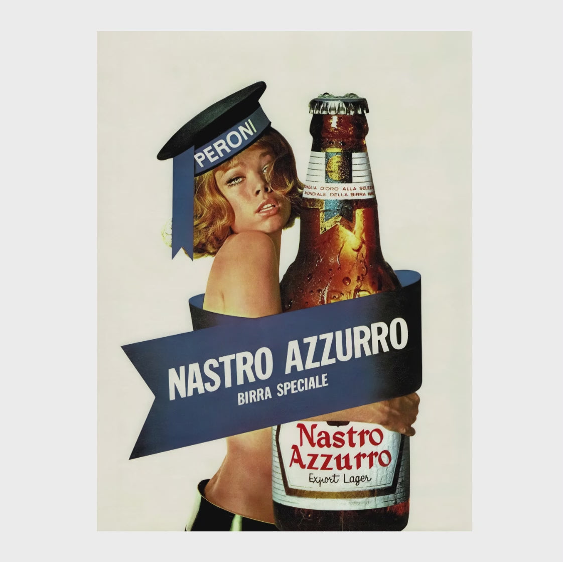 Video showcasing the Nastro Azzurro vintage Italian advertising poster in detail, highlighting restoration quality, print finish, colour accuracy, and museum-quality reproduction for collectors.
